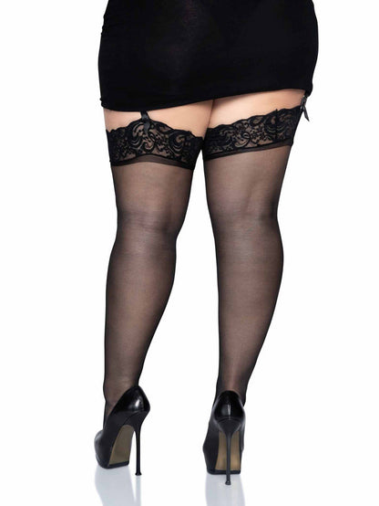 Sheer Nylon Thigh High with Lace Top | Leg Avenue