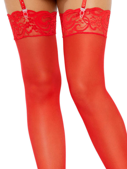 Sheer Nylon Thigh High with Lace Top | Leg Avenue