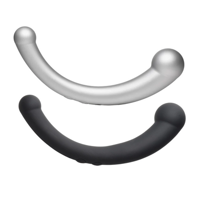 Crescent-shaped vibrating dual-ended dildo in Silver or Black, featuring 3 speeds, 7 patterns, premium silicone, and waterproof design for G-spot or P-spot stimulation.

10X Vibra-Crescent dildo, crescent-shaped vibrator, G-spot vibrator, P-spot stimulator, Silver vibrating dildo, Black dual-ended dildo, waterproof silicone vibrator, rechargeable crescent dildo, 10-mode vibrator, premium silicone sex toy