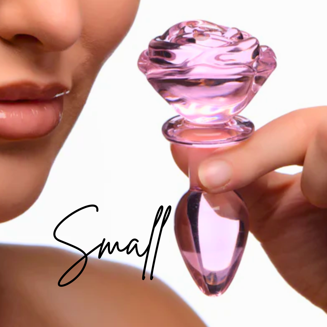 Pink Rose Glass Anal Butt Plug | Booty Sparks