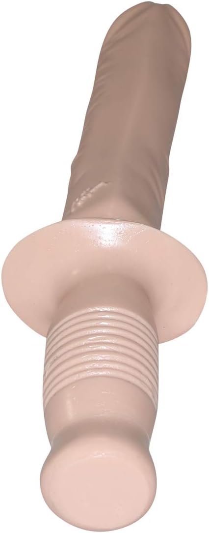 Classic The Manhandler with Handle Dildo - Flesh/Vanilla - 10in Doc Johnson 14.5" Manhandler veined dildo with handle, made from body-safe PVC Keywords: veined dildo with handle, lifelike sex wand, body-safe PVC dildo, phthalate-free dildo, Black dildo, White dildo, Made in America sex toy, solo and partnered play toy, veined realistic dildo.