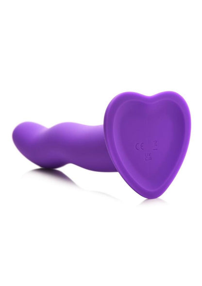 Violet silicone wavy dildo with vibrations, remote control, suction cup base, harness compatible, waterproof, body-safe. Keywords: vibrating silicone dildo, harness-compatible dildo, suction cup dildo, remote-controlled vibrator, waterproof vibrating dildo, Curve Toys premium dildo, wavy shaft dildo, rechargeable silicone dildo, vibrating strapon-compatible dildo.
