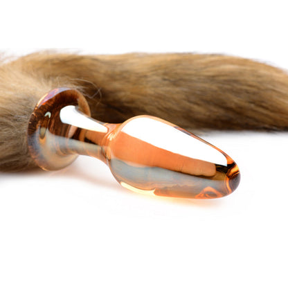 Fox Tail Shiny Orange Glass Anal Plug | Tailz