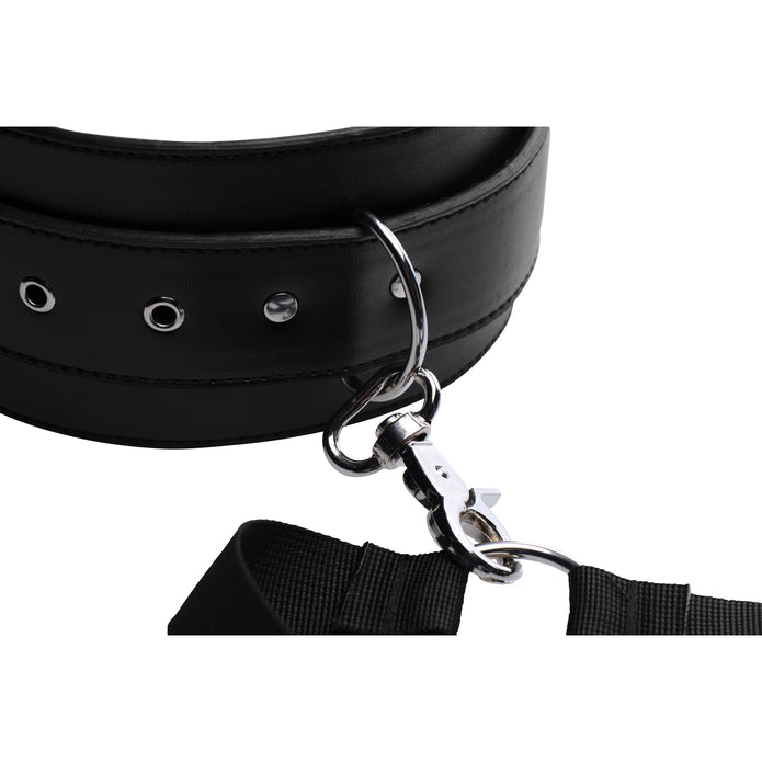 Adjustable submissive positioning harness in black with durable neoprene and PU leather cuffs, customizable chest strap, and wrist and thigh restraints for bondage play.

Adjustable submissive harness, BDSM positioning harness, bondage restraint harness, submissive restraint system, adjustable bondage gear, neoprene bondage harness, PU leather wrist cuffs, thigh restraint harness, BDSM leg-spreading harness, intimate bondage aid.