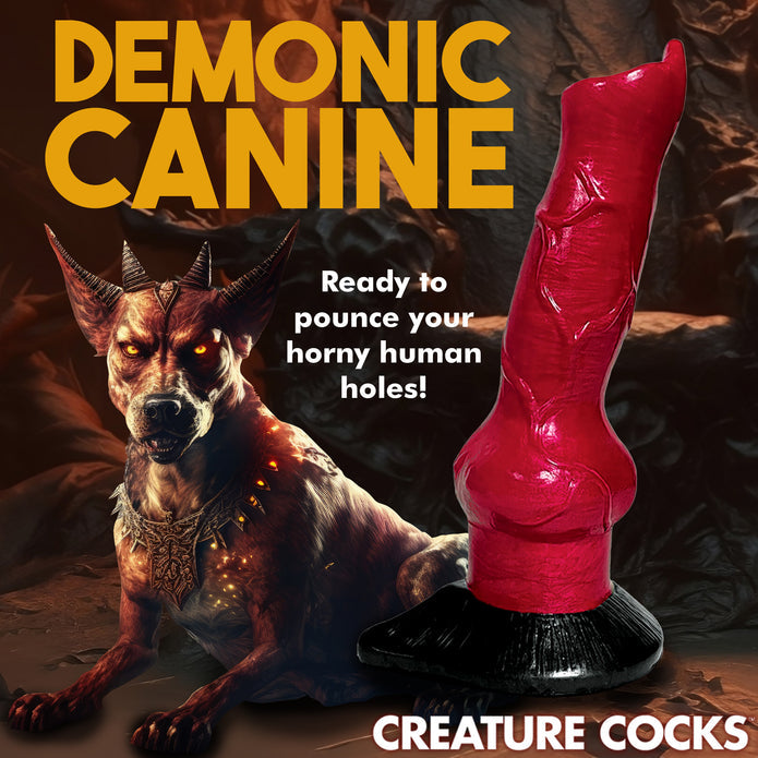 Realistic Hell-Hound dildo with a red shaft, textured veins, knotted base, and a sturdy black suction cup for hands-free or harness play.

Hell-Hound dildo, fantasy dildo, canine dildo, creature cocks dildo, suction cup dildo, strap-on compatible dildo, premium silicone dildo, textured fantasy dildo, red and black dildo, beast fantasy sex toy