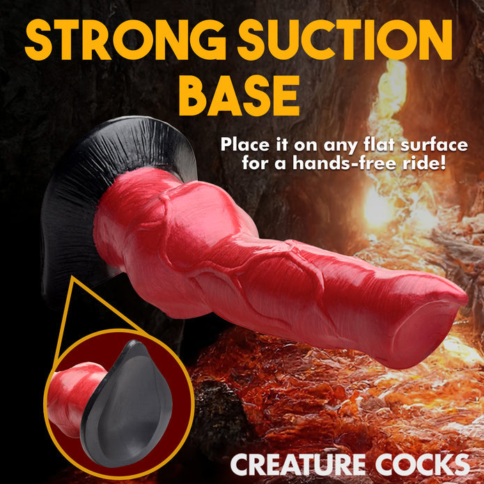 Realistic Hell-Hound dildo with a red shaft, textured veins, knotted base, and a sturdy black suction cup for hands-free or harness play.

Hell-Hound dildo, fantasy dildo, canine dildo, creature cocks dildo, suction cup dildo, strap-on compatible dildo, premium silicone dildo, textured fantasy dildo, red and black dildo, beast fantasy sex toy