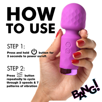 Mini Wand Vibrator with 3 speeds, 7 patterns, flexible neck, premium silicone, and splashproof design.

Keywords: Mini Wand Vibrator, compact wand vibrator, travel-friendly vibrator, small wand massager, 3-speed wand vibrator, 7-pattern mini vibrator, flexible neck vibrator, phthalate-free silicone wand, splashproof wand massager, USB rechargeable vibrator, portable wand vibrator.