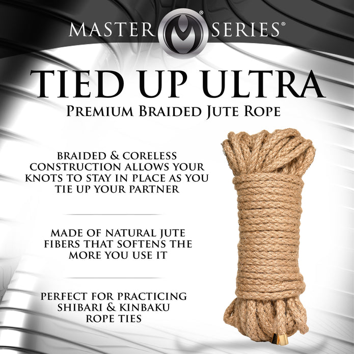 50ft braided jute rope for shibari and kinbaku, featuring natural fibers and coreless construction.
Keywords: 50ft jute rope, braided jute rope for bondage, shibari rope, kinbaku jute rope, natural fiber bondage rope, durable jute rope, coreless bondage rope, suspension bondage rope, natural BDSM rope, hemp-like jute rope.