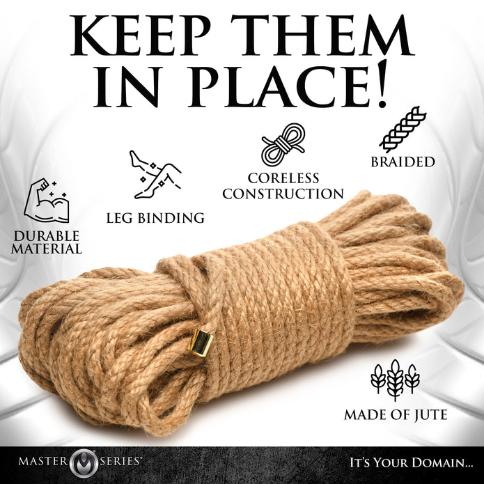 50ft braided jute rope for shibari and kinbaku, featuring natural fibers and coreless construction.
Keywords: 50ft jute rope, braided jute rope for bondage, shibari rope, kinbaku jute rope, natural fiber bondage rope, durable jute rope, coreless bondage rope, suspension bondage rope, natural BDSM rope, hemp-like jute rope.