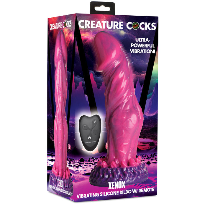 alien dildo, Creature Cocks Xenox, vibrating fantasy dildo, remote-controlled dildo, sci-fi sex toy, harness-compatible dildo, suction cup dildo, pink and purple dildo, alien roleplay sex toy, phthalate-free dildo, premium silicone dildo, huge vibrating dildo, fantasy roleplay dildo, waterproof vibrating dildo, Creature Cocks vibrating dildo, alien-inspired adult toy, kinky fantasy sex toy, vibrating dildo with remote, huge insertables, alien-themed dildo