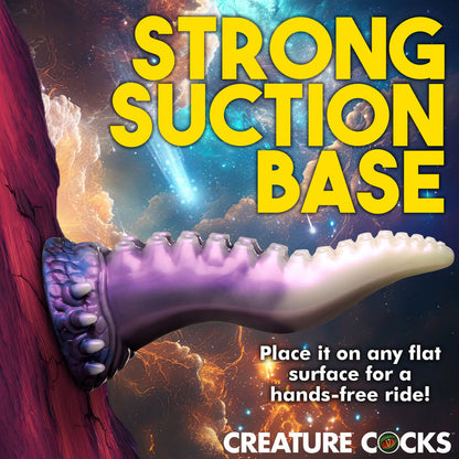 Pearly white, purple, and blue tentacle dildo with textured suckers, a suction-cup base, and a wide, tapered shaft for intergalactic roleplay.

tentacle dildo, fantasy dildo, alien dildo, sci-fi dildo, suction cup dildo, harness-compatible dildo, premium silicone dildo, textured fantasy dildo, Astropus dildo, Creature Cocks tentacle toy