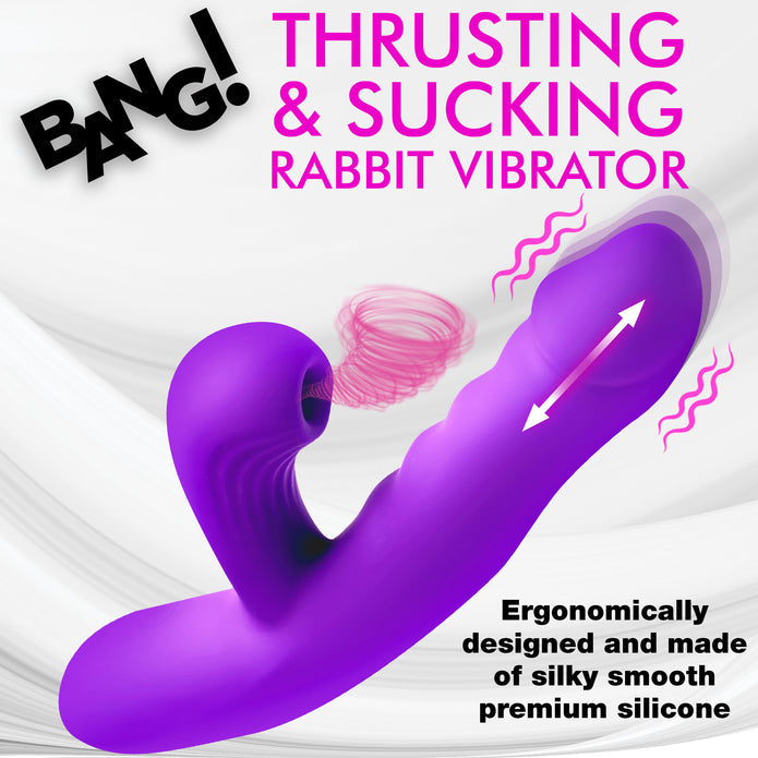 Thrusting and Sucking Rechargeable Silicone Rabbit Vibrator | Bang!