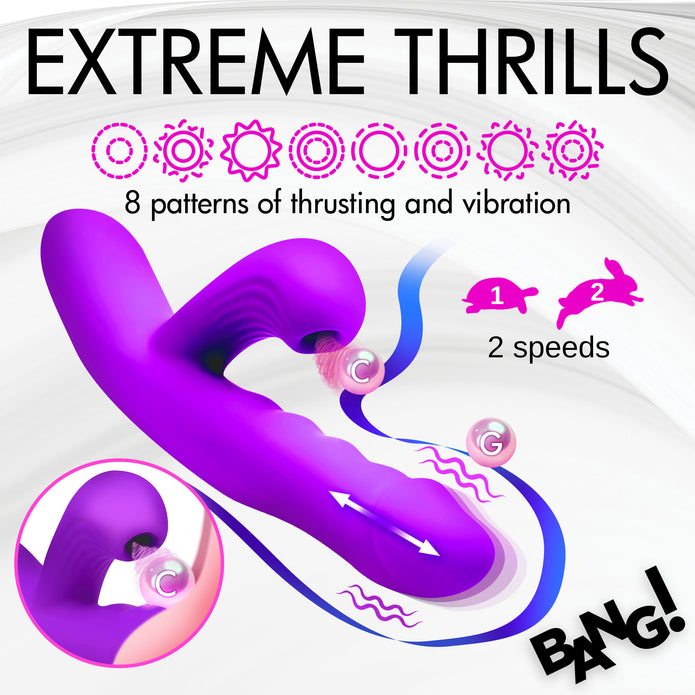 Thrusting and Sucking Rechargeable Silicone Rabbit Vibrator | Bang!