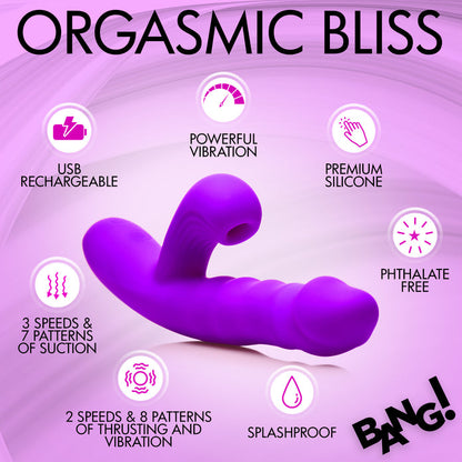 Thrusting and Sucking Rechargeable Silicone Rabbit Vibrator | Bang!