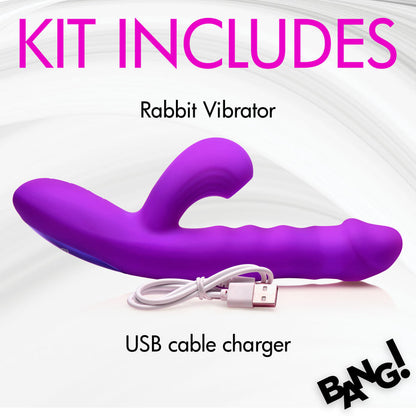 Thrusting and Sucking Rechargeable Silicone Rabbit Vibrator | Bang!