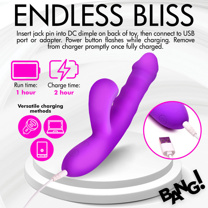 Thrusting and Sucking Rechargeable Silicone Rabbit Vibrator | Bang!