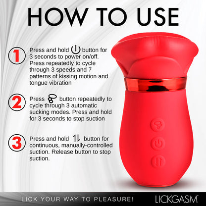 Kiss Me More Kissing, Sucking and Vibrating Rechargeable Silicone Clitoral Vibrator | Lickgasm