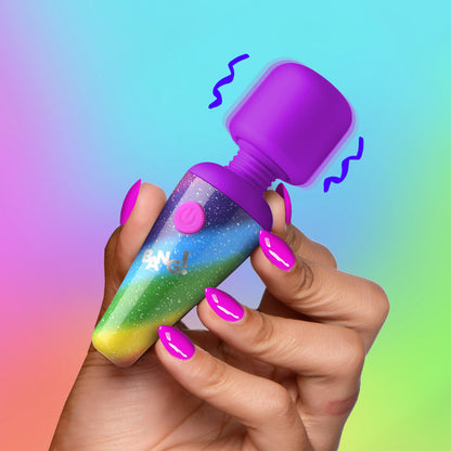 Bang! Rainbow Mini Wand, a compact rechargeable silicone vibrator with 3 speeds, 7 patterns, a flexible neck, and vibrant rainbow design.

Bang! Rainbow Mini Wand, rechargeable mini wand, compact silicone vibrator, 3-speed vibrating wand, 7-pattern mini massager, travel-friendly vibrator, rainbow silicone wand, flexible neck massager, body-safe mini vibrator, cordless mini wand vibrator