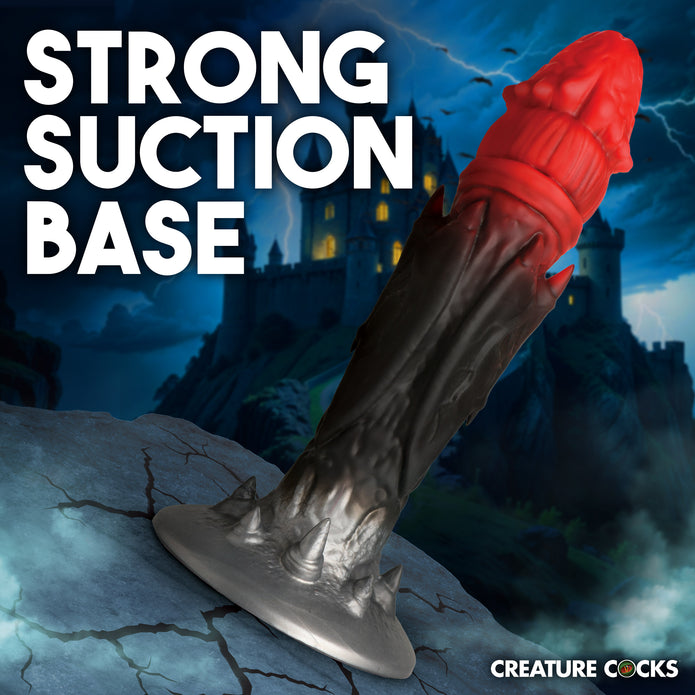 Dracula-themed silicone dildo with grooved head, veiny shaft, bat wings, and suction cup.

Dracula dildo, vampire silicone dildo, Count Cockula toy, fantasy silicone dildo, veiny dildo, bat wing dildo, suction cup dildo, harness-compatible dildo, textured silicone dildo, premium silicone vampire toy