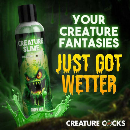 Green, unscented, water-based slime for fantasy roleplay and safe for all toys.
Creature Slime, green fantasy slime, monster roleplay lubricant, water-based slime, paraben-free lubricant, glycerin-free slime, slippery sex lube, unscented slime, fantasy play lubricant, slime for all toys, easy cleanup lubricant, alien roleplay slime.