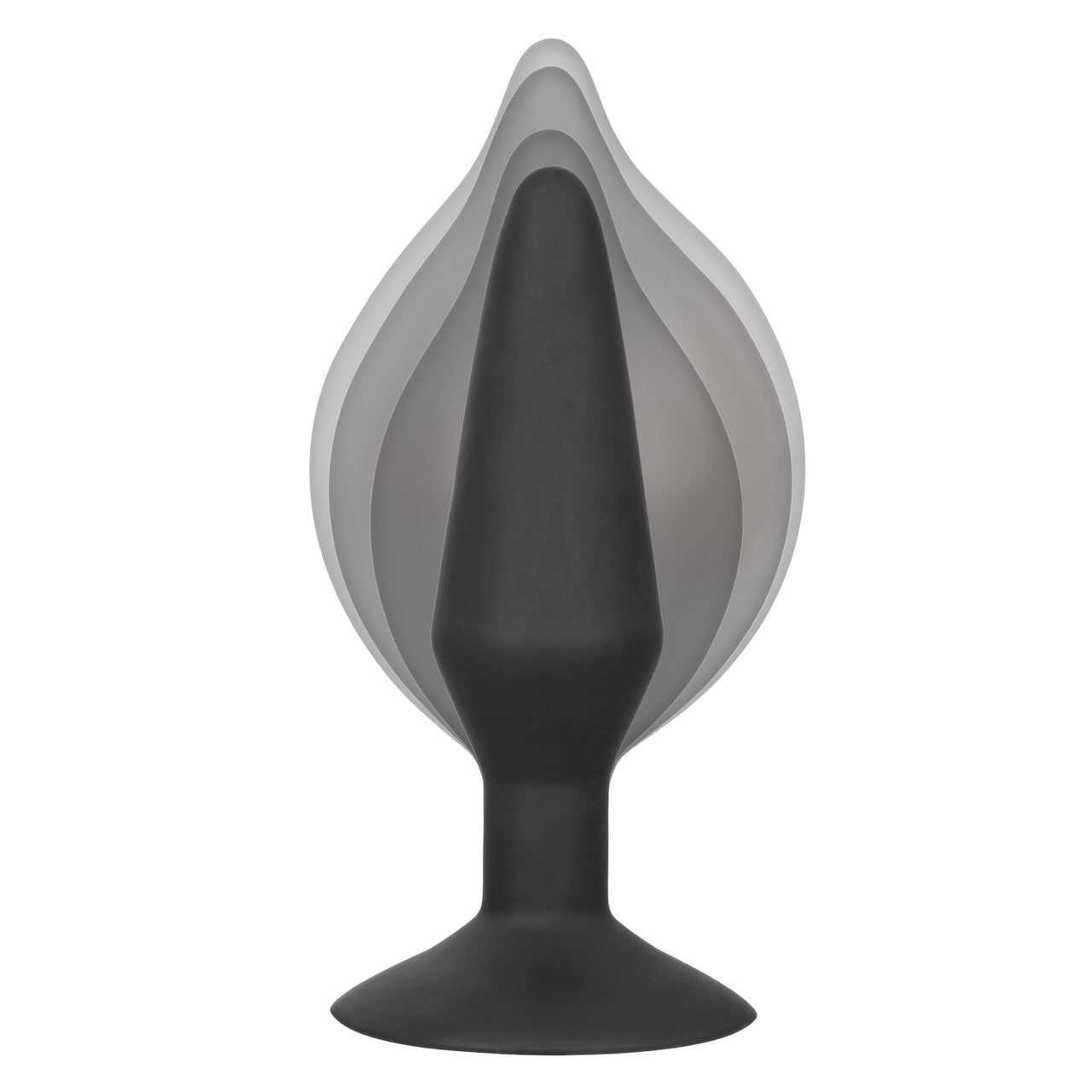 CalExotics Large Silicone Inflatable Plug. Featuring an inflatable design with a detachable hose, quick-release valve, and powerful suction cup base, this body-safe silicone probe offers customizable sizing and hands-free fun. Measures 5.25” x 1.5” before inflation.