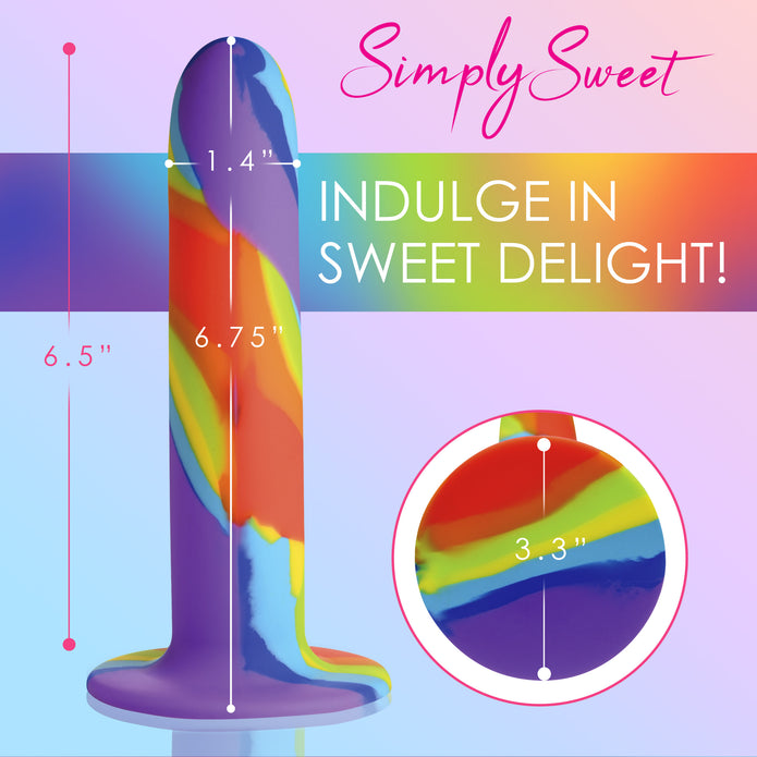 6.5 Inch Simply Sweet Rainbow Silicone Dildo