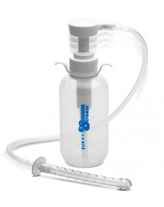 Clean Stream Enema Bottle Kit, featuring a 300 mL capacity and syringe-style pump for precise fluid control. The smooth silicone nozzle ensures comfort, while the 17.5-inch flexible hose and measurement markers offer accuracy and convenience. Perfect for hygienic, body-safe, and hassle-free anal care!