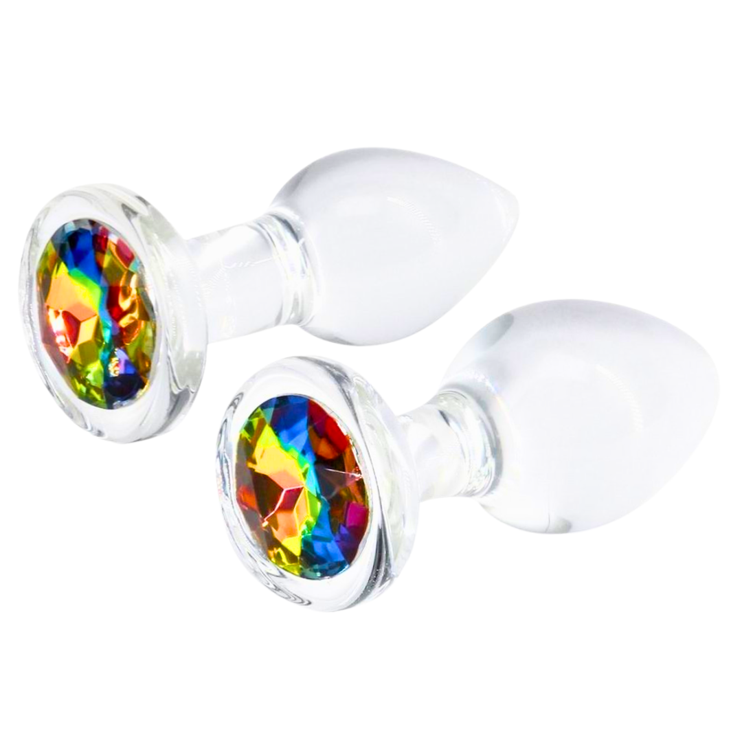 Rainbow Gem Glass Anal Butt Plugs | Crystal Desires