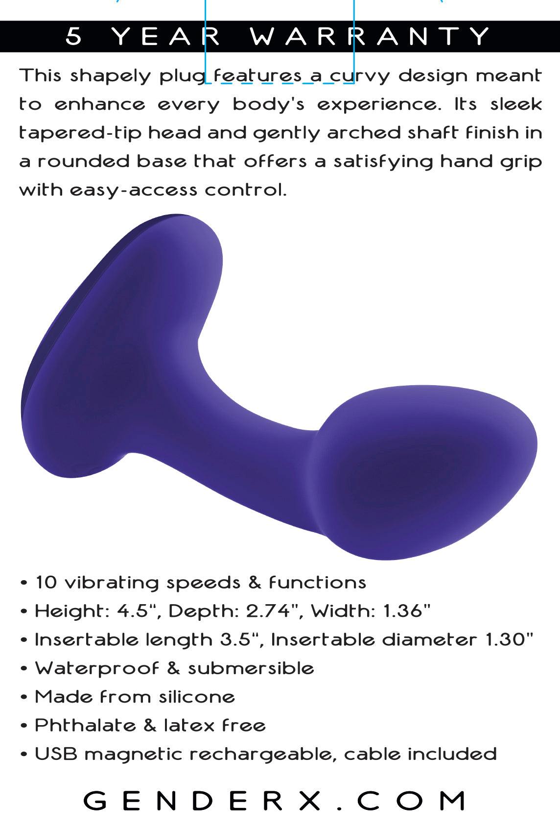 Gender X Anybody's Plug: Vibrating anal plug with 10 functions, ergonomic design, body-safe materials, waterproof, and USB rechargeable.