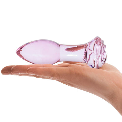 Pink Blossom Ring Rose Glass Anal Plug | Glas