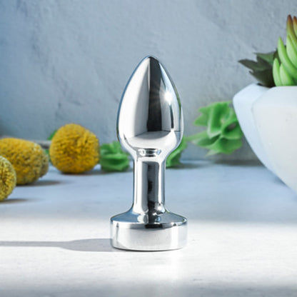 Vibrating Metal Plug: Sleek aluminum plug with 7 speeds, tapered tip, waterproof design, and USB rechargeable.