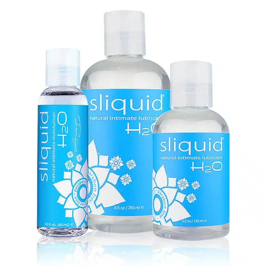 Sliquid H2O, water-based lubricant, glycerin-free lubricant, paraben-free lube, hypoallergenic lubricant, vegan-friendly lubricant, latex condom safe, toy-compatible lubricant, silky smooth lube, intimate lubricant for sensitive skin, plant-based lubricant, natural moisture lube, non-staining lubricant, unflavored lubricant, unscented lubricant, clean lube, USA-made lubricant, Sliquid Natural Intimate Lubricants, Dallas-made lube, hypoallergenic personal lubricant