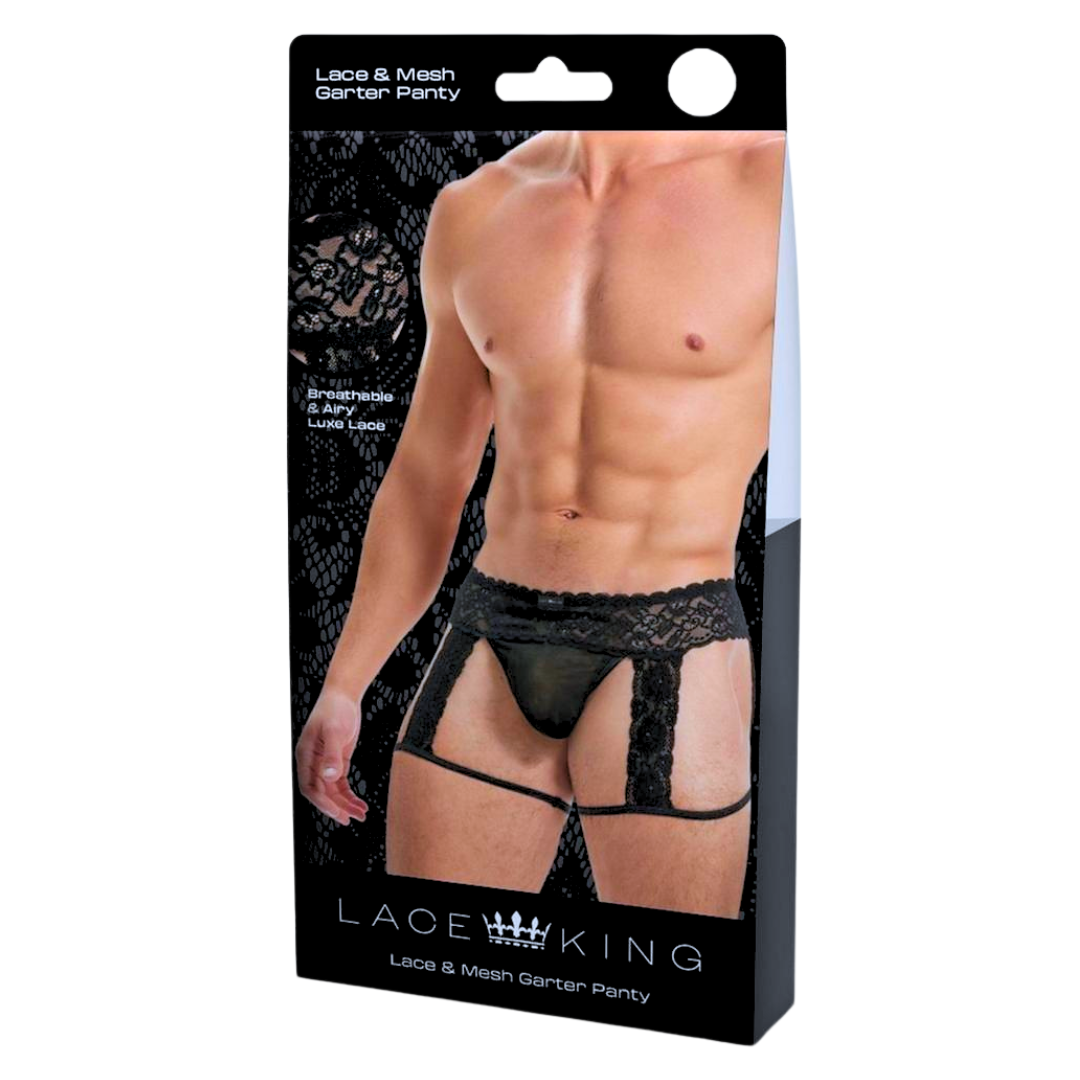 Lace King Men's Lace and Mesh Garter Panty | Boyztown Collective