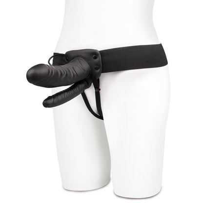 Lux Fetish Unisex Vibrating Hollow Double Penetration Strap-On with dual dildos, adjustable elastic harness, and 7-function vibrations controlled via wired remote.

double penetration strap-on, vibrating hollow strap-on, unisex DP strap-on, vibrating DP toy, dual dildo strap-on, harness with vibration, adjustable strap-on harness, phthalate-free DP toy, 7-speed vibrating strap-on, lubricant-compatible double penetration toy.