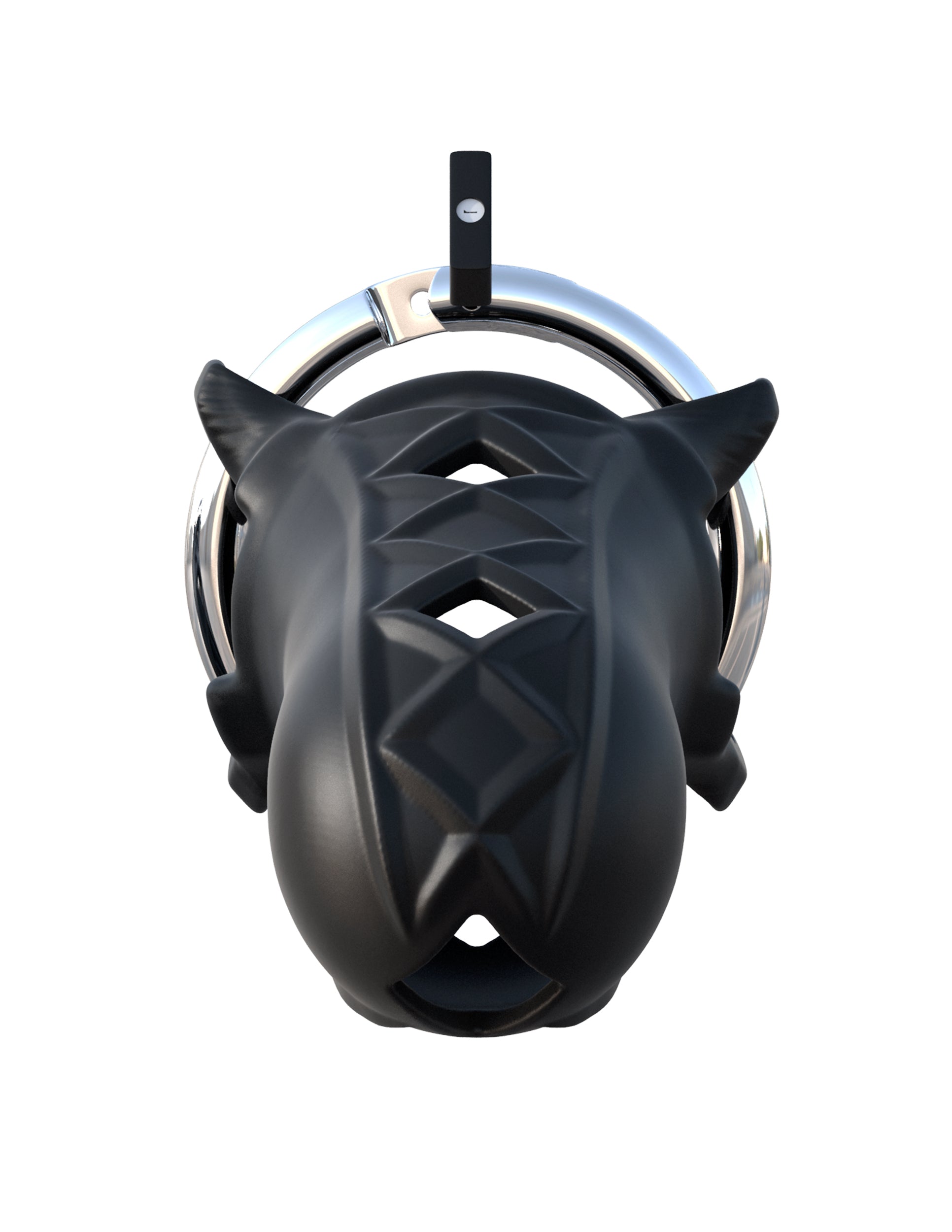 Black silicone and stainless steel chastity cage with vent holes, adjustable locking system, and discreet wearability.

male chastity device, Elite Silicone, stainless steel ring, body-safe, phthalate-free, ventilated design, long-term wear, BDSM gear, fetish, kink, cock and ball gear, discreet chastity.