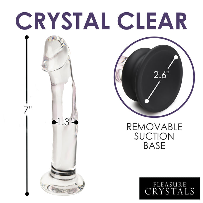 Crystal-clear glass dildo with realistic textures, temperature play capabilities, and removable silicone suction cup base.

Keywords: glass dildo, crystal clear dildo, borosilicate glass toy, temperature play dildo, suction cup glass dildo, realistic glass dildo, removable silicone base dildo, body-safe glass dildo, dishwasher-safe dildo, phthalate-free glass dildo, premium glass pleasure toy, glass dildo for anal play, glass sex toy, temperature-safe glass dildo