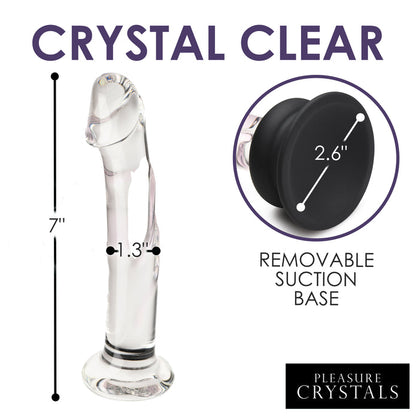 Crystal-clear glass dildo with realistic textures, temperature play capabilities, and removable silicone suction cup base.

Keywords: glass dildo, crystal clear dildo, borosilicate glass toy, temperature play dildo, suction cup glass dildo, realistic glass dildo, removable silicone base dildo, body-safe glass dildo, dishwasher-safe dildo, phthalate-free glass dildo, premium glass pleasure toy, glass dildo for anal play, glass sex toy, temperature-safe glass dildo