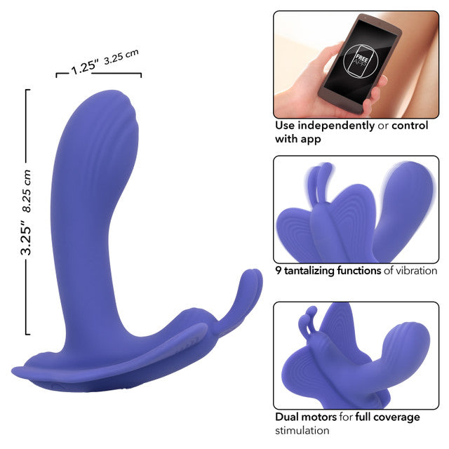 Calexotics Connect Venus Butterfly Rechargeable Silicone App Compatible Stimulator with Remote