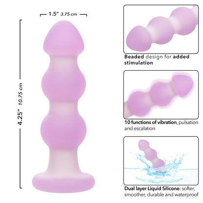 Lavender Haze™ Beaded Probe with a textured silicone design, 10 vibration functions, USB rechargeable, IPX7 waterproof, and a 1-year warranty.