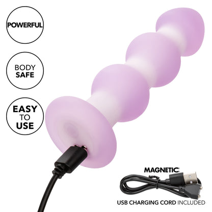 Lavender Haze™ Beaded Probe with a textured silicone design, 10 vibration functions, USB rechargeable, IPX7 waterproof, and a 1-year warranty.