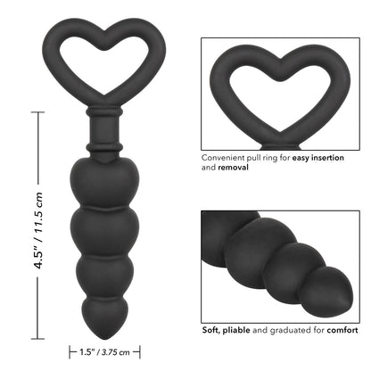 Silicone Love Probe™ - Graduated Anal Plug with Heart-Shaped Retrieval Ring, Body-Safe Design