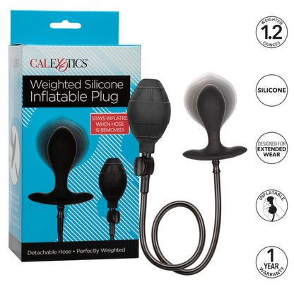 CalExotics Weighted Silicone Inflatable Plug with 1.2 oz weighted ball, customizable inflation, detachable hose, and quick-release valve for anal pleasure.

weighted inflatable plug, CalExotics inflatable anal plug, silicone anal plug, adjustable anal plug, weighted anal toy, customizable anal probe, phthalate-free inflatable plug, inflatable anal toy, quick-release anal plug, flexible silicone anal plug.