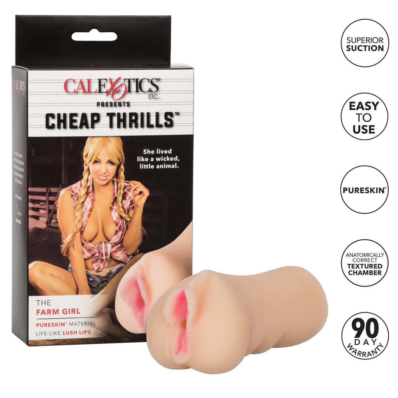 Cheap Thrills® The Farm Girl Stroker with realistic PureSkin® TPE, textured chamber, and compact waterproof design for lifelike pleasure.

Cheap Thrills Farm Girl stroker, CalExotics stroker, realistic TPE stroker, lifelike pussy stroker, textured masturbator sleeve, compact travel stroker, waterproof stroker, beginner-friendly male toy, phthalate-free stroker, discreet stroker.