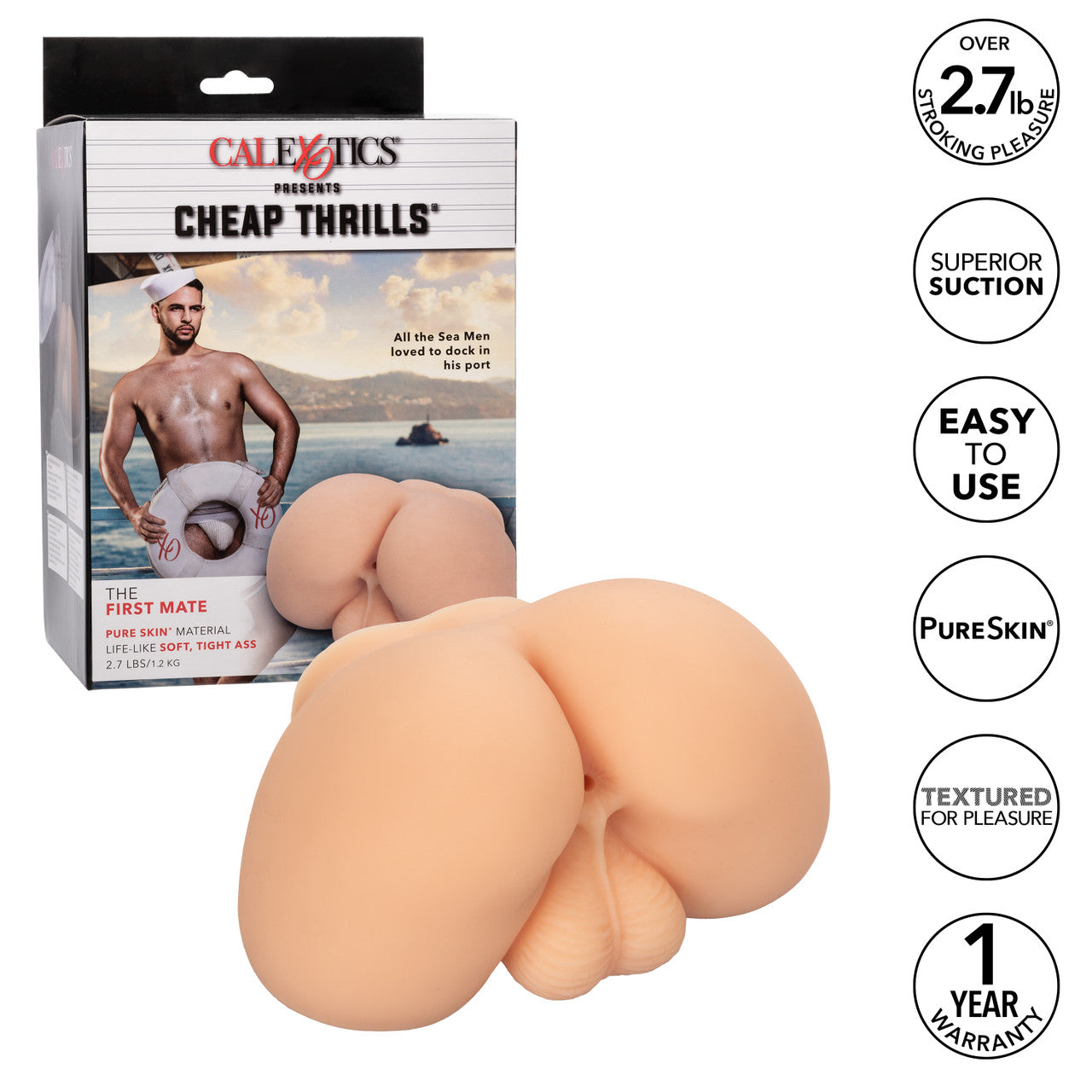 Cheap Thrills® The First Mate realistic stroker with lifesize ass and balls, made from soft Pure Skin® material for ultimate pleasure.

Keywords: lifelike stroker, realistic ass stroker, Pure Skin material, waterproof stroker, phthalate-free stroker, textured inner chamber, realistic male stroker, superior suction, lifelike sex toy 