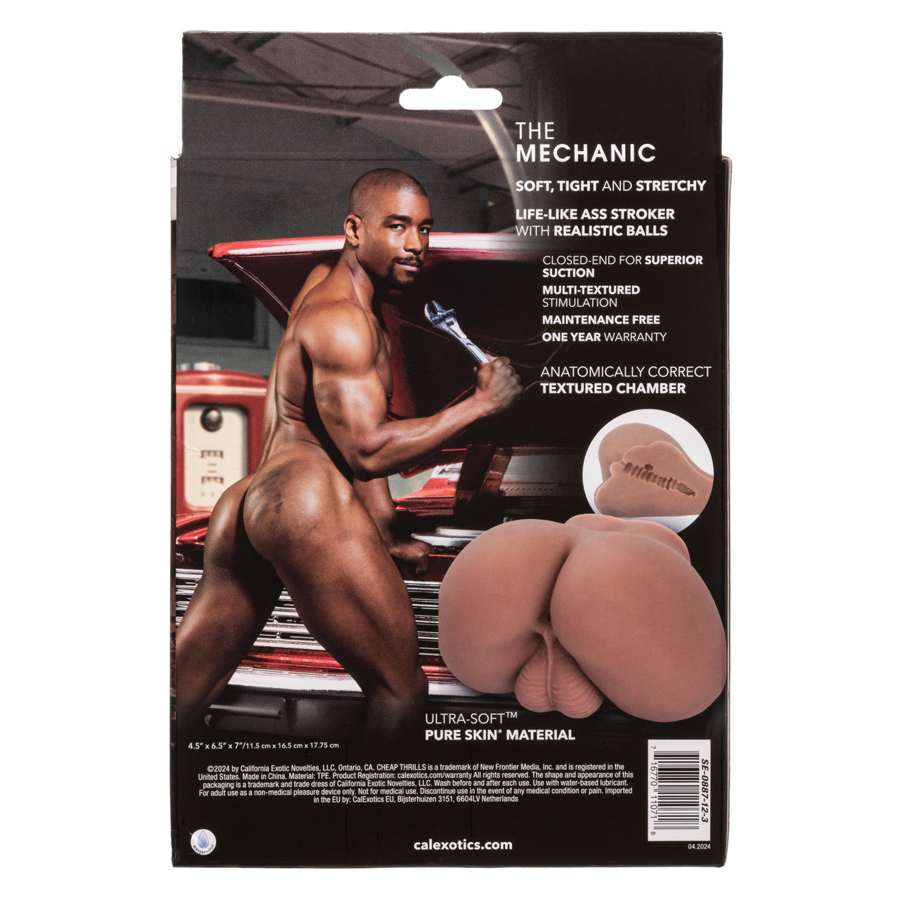 Cheap Thrills® The Mechanic realistic brown stroker with lifelike balls, textured chamber, and soft Pure Skin® material for ultimate pleasure. Keywords: lifelike stroker, realistic ass stroker, Pure Skin material, waterproof stroker, phthalate-free stroker, textured inner chamber, realistic male stroker, superior suction, heavy-duty stroker