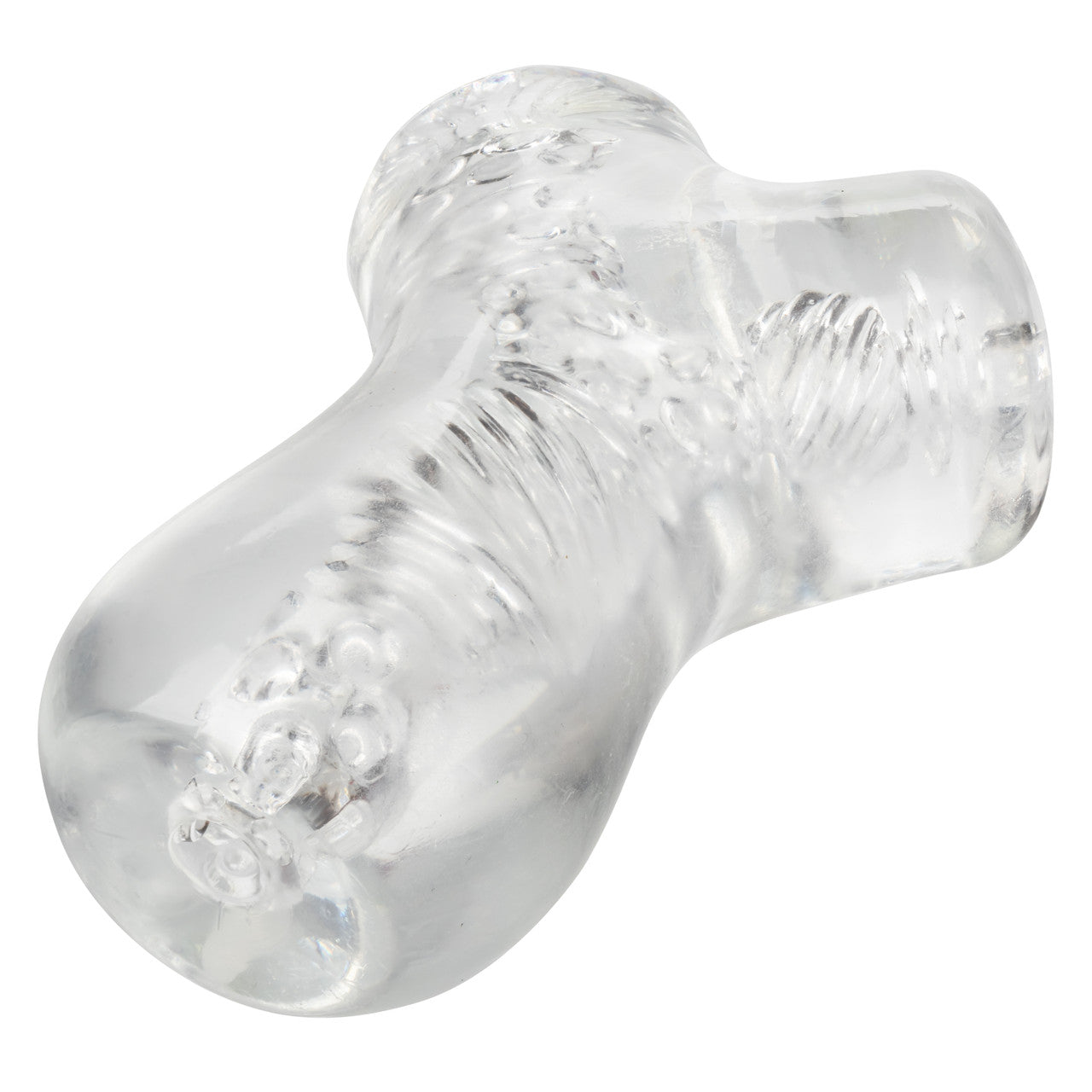 Clear, dual-chamber stroker with ribbed design, lifelike material, and easy-clean open end.

dual-chamber masturbator, transparent stroker, lifelike stroker, waterproof masturbator, phthalate-free stroker, easy-clean stroker, intense stimulation stroker, soft stretchy stroker, TPE masturbator.