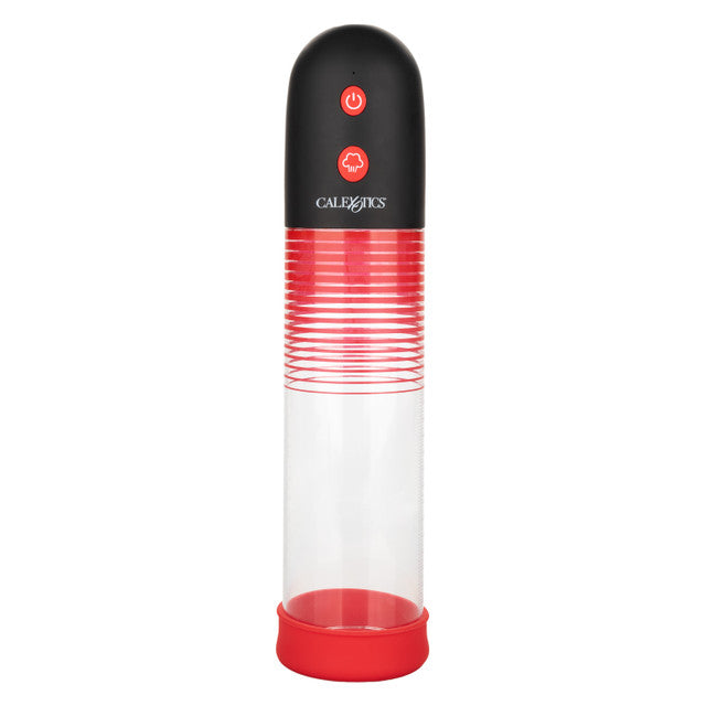 Red Optimum Series® Big Man’s Rechargeable EZ Pump™ with clear cylinder, automatic suction, USB charging, and ergonomic controls.
Keywords: Optimum Series Big Man’s Rechargeable EZ Pump, automatic pump, USB-C rechargeable pump, performance enhancer, body-safe silicone donut, one-button suction, oversized pump cylinder, airtight seal, pressure control, men’s pleasure pump