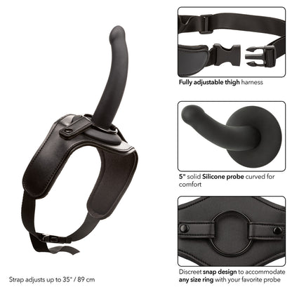 Black Onyxxx™ Thigh Strap with 5-inch silicone probe and adjustable harness, perfect for hands-free and roleplay fun.
Keywords: adjustable strap-on harness, beginner strap-on set, silicone probe, hands-free strap-on, suction cup probe, roleplay harness, unisex strap-on set, phthalate-free silicone, waterproof probe