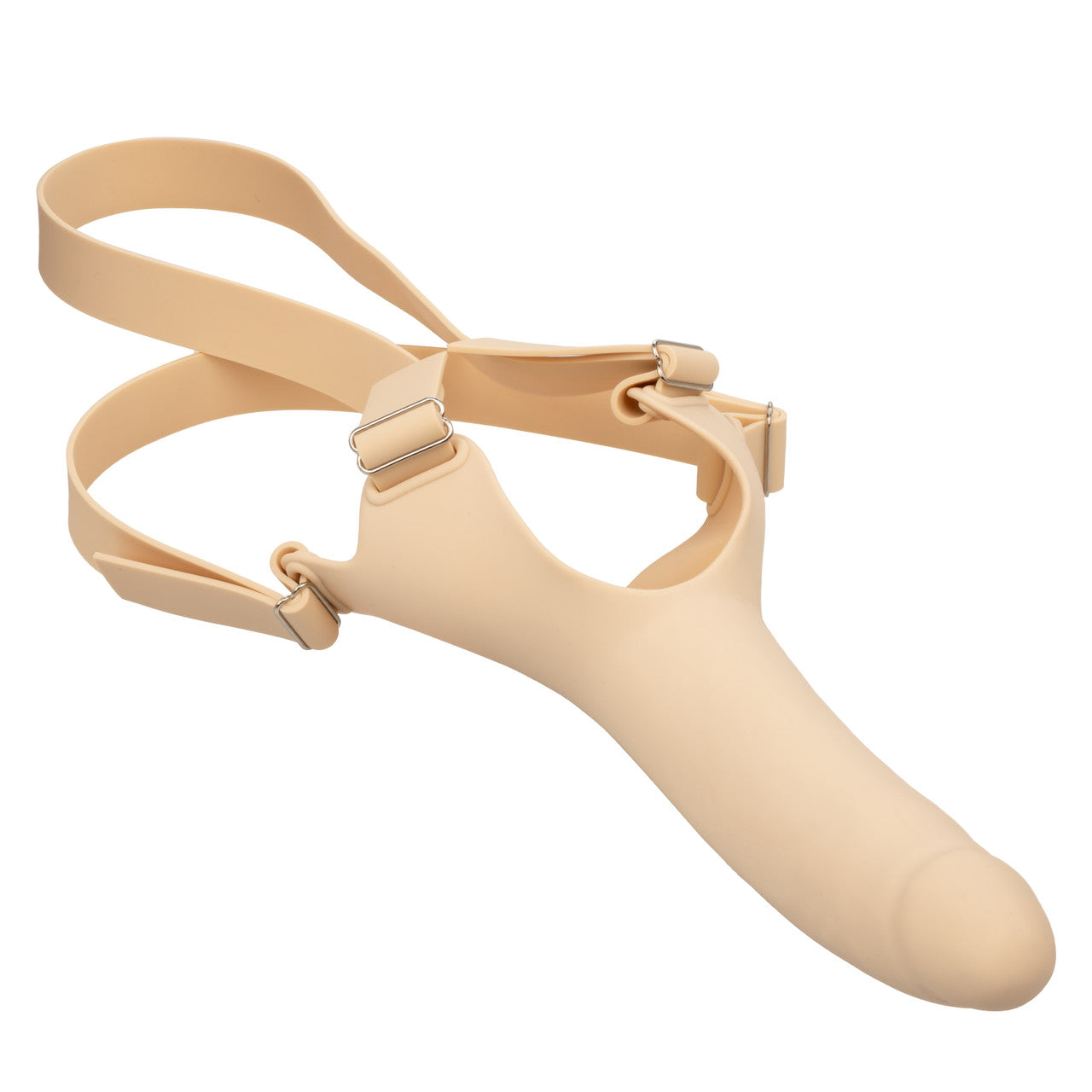 Black or vanilla Accommodator® Silicone Dong with adjustable straps for hands-free oral play. Body-safe, waterproof, and easy to clean. Keywords: Accommodator Silicone Dong, strap-on dildo, hands-free oral play, body-safe silicone, adjustable straps, waterproof, phthalate-free, unisex sex toy, oral stimulation enhancer, intimate couples toy