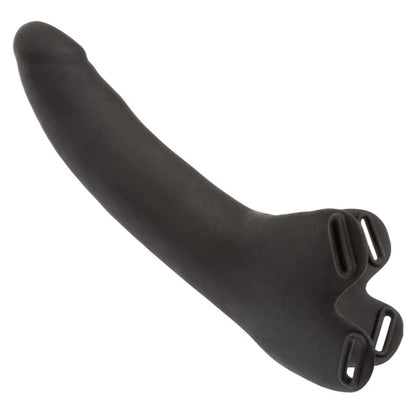 Black or vanilla Accommodator® Silicone Dong with adjustable straps for hands-free oral play. Body-safe, waterproof, and easy to clean. Keywords: Accommodator Silicone Dong, strap-on dildo, hands-free oral play, body-safe silicone, adjustable straps, waterproof, phthalate-free, unisex sex toy, oral stimulation enhancer, intimate couples toy